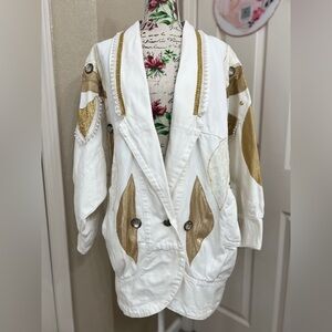 Funky Vintage 80’S  White and Gold Women's Jacket